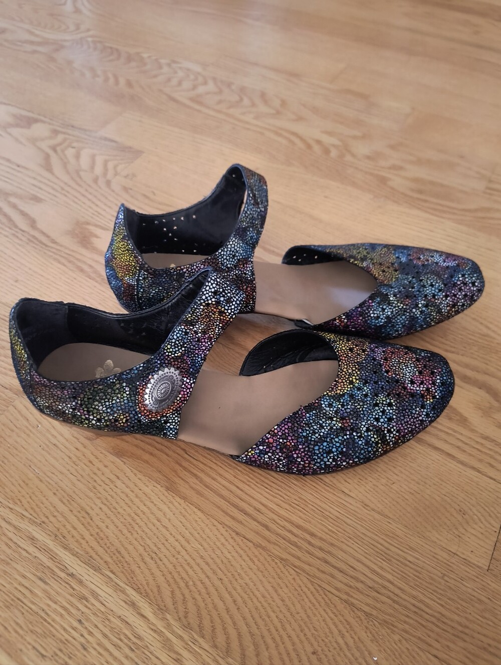 Rieker Blue White Gold Pink Multi Color Mary Jane Heels Size 42